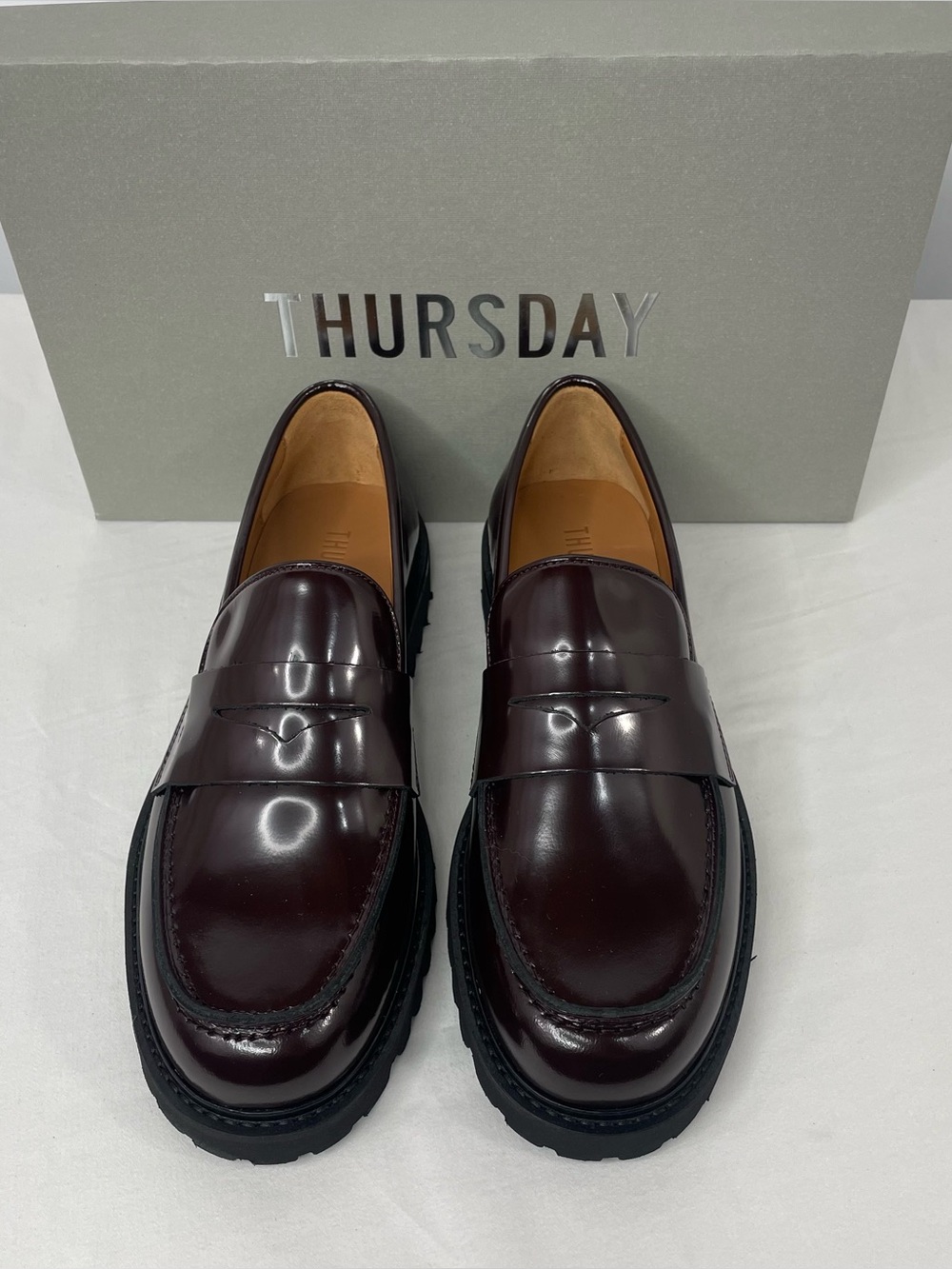 Thursday Boot Co Penny Burgundy Leather Lug Loafers Women’s 9 New